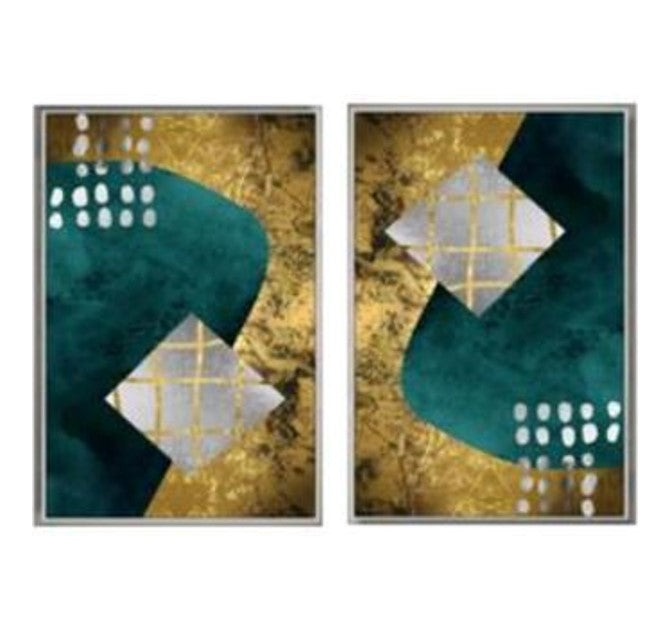 Box Frame Canvas Print - Gold/Green S988